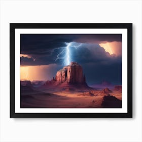 Forked Lightning Shaped Like A Mesa On The Horizon Art Print