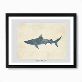 Mako Shark Grey Silhouette 2 Poster Art Print