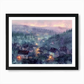 Village At Night 1 Art Print