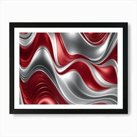 Abstract Red And Silver Wave Pattern Art Print