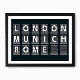 London, Munich, Rome Travel Art Print