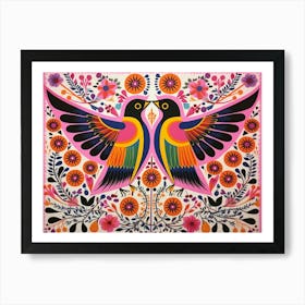 Hummingbird 2 Folk Style Animal Illustration Art Print