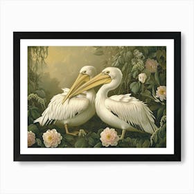 Floral Animal Illustration Pelican 2 Art Print