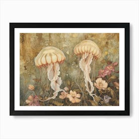 Floral Animal Illustration Jellyfish 4 Art Print