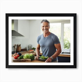 Healthy Man In Kitchen Art Print