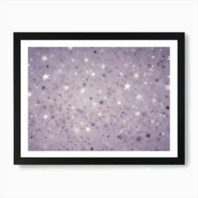 A Field Of Shimmering Silver Stars Scattered Across A Soft, Muted Purple Background Art Print