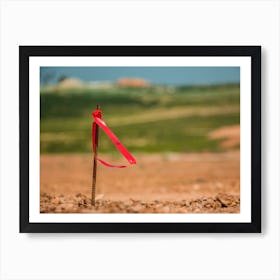 Metal Survey Peg With Red Flag On Construction Site 1 Art Print