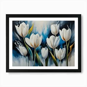 White Tulips- Ai Art Print