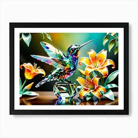 Bird Lilies Art Print