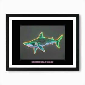 Green Pink Scalloped Hammerhead Neon Shark Poster 2 Art Print