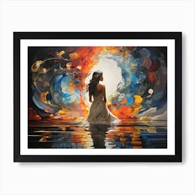 Watercolor Abstract Woman In The Water Art Print