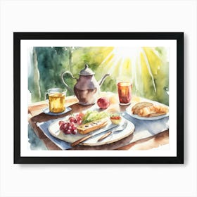 Lunch On A Table In The Sunlight Watercolour 2 Art Print