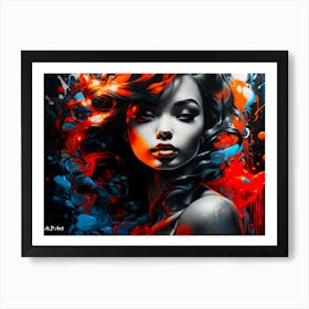 Beautiful Girl In colorful Graffiti Street Art Art Print