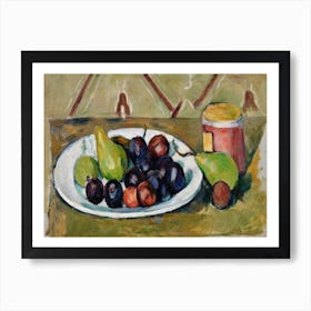 Plate With Fruit And Pot Of Preserves, Paul Cézanne Art Print