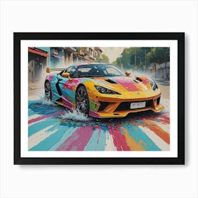 Multi Coloured Car Art Print