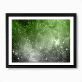 Lime Green And Grey Galaxy Space Background Art Print
