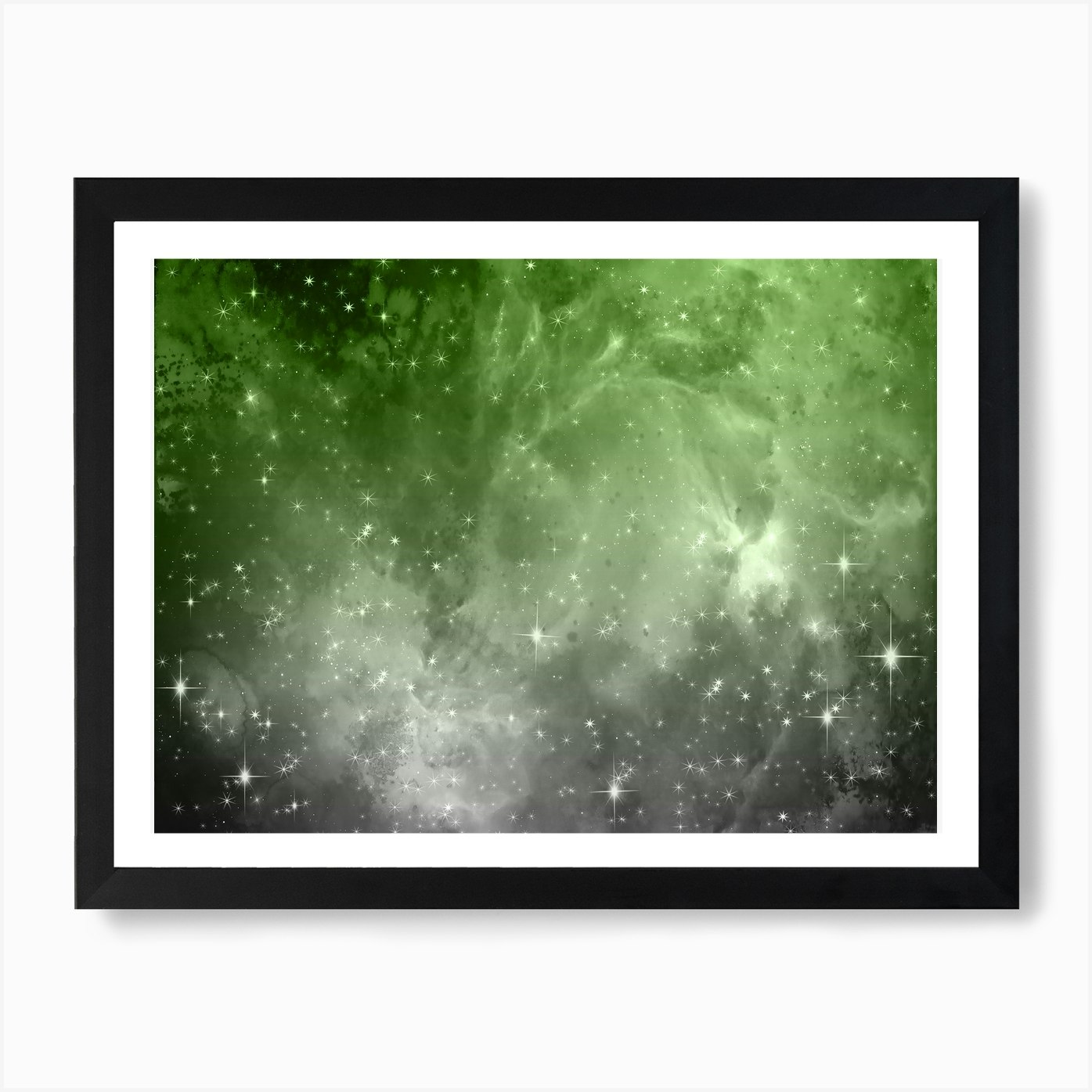 Lime Green And Grey Galaxy Space Ba Framed Wall Art Poster Canvas Print Picture - Picture 2 of 4