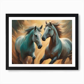 Two Horses In Flight 2 Art Print