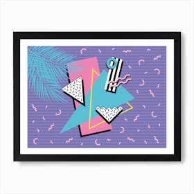 Memphis Pattern Retro Synthwave 80s Vintage Summer Palmtree 90s Artwork Art Print