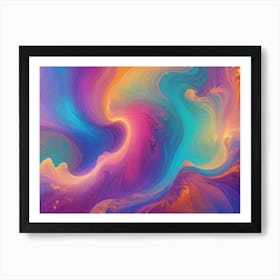 Abstract, Swirling Patterns Of Color Resembling Liquid Or Paint In Shades Of Purple, Blue, Orange, And Yellow Art Print