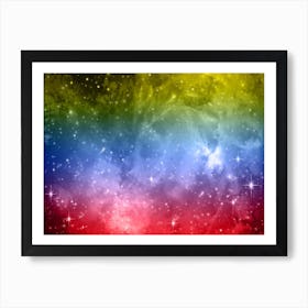 Red, Blue, Yellow Galaxy Space Background Art Print