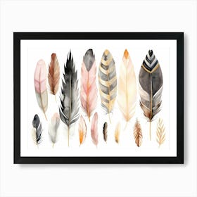 Watercolor Feathers 5 Art Print