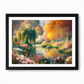 Willows And Flowers 1 Art Print