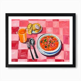 Mediterranean Food Selection Pink Checkerboard 4 Art Print