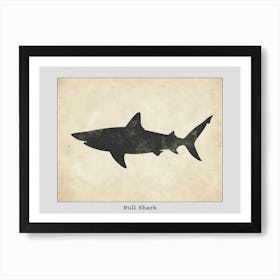 Bull Shark Grey Silhouette 5 Poster Art Print