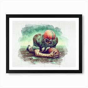Cleveland Browns Football Player Watercolor Art Print