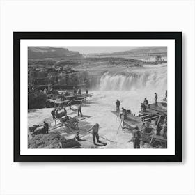 Indians Fishing For Salmon At Celilo Falls, Oregon By Russell Lee Art Print