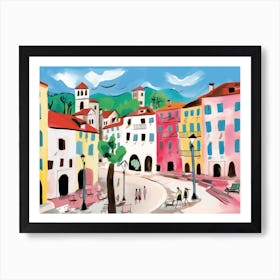 Trento Italy Cute Watercolour Illustration 2 Art Print