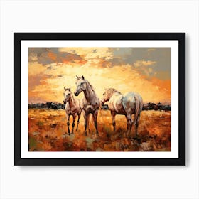 Horses Painting In Maasai Mara, Kenya, Landscape 4 Art Print