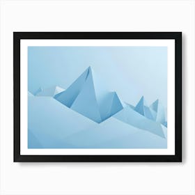 Abstract Blue 3d Geometric Mountain Range Art Print