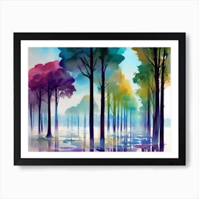 Colorful Trees In The Forest Art Print