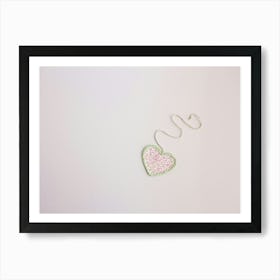 Heart Shaped Cloth Patch On White Background Affiche