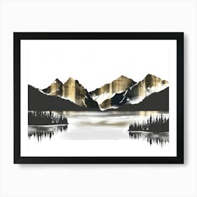 Gold And Black Mountains 13 Art Print