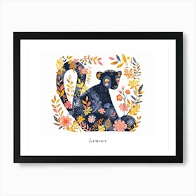 Little Floral Lemur 2 Poster Art Print