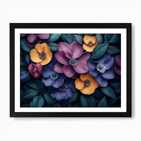 Purple Flowers Wallpaper Art Print