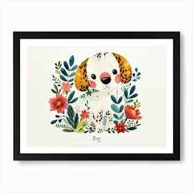 Little Floral Dog 2 Poster Art Print