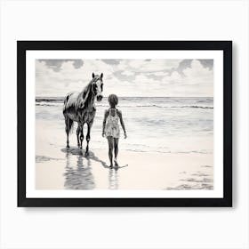 A Horse Oil Painting In Seven Mile Beach, Grand Cayman, Landscape 3 Art Print