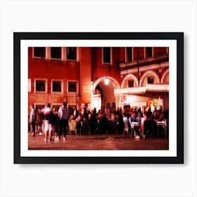 Venetian Dreams Crowdscape - Venice red nlack people crowd evening night photo phorography living room bedroom kitchen Art Print