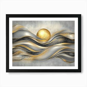 Gold And Silver Abstract Painting Art Print