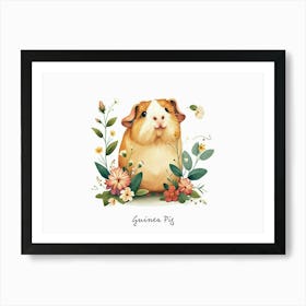 Little Floral Guinea Pig 4 Poster Art Print