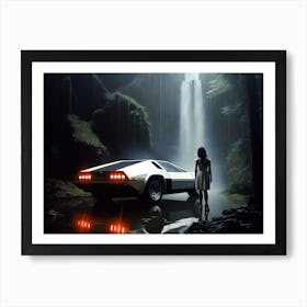 Myeera White Lamborghini Countach Waterfalls Glowing Lights Mis F83dfb4d 41b3 4947 Ba0a B6bfd9d61708 Art Print