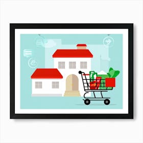 Buyer Shopping Cart Asset Concept Investment Building Purchase House Buy Home Residential (1) 2 Art Print