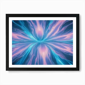 Abstract, Glowing Background With Wavy Blue And Purple Streaks Flowing Inwards And Converging On A Center Point Creating A Tunnel Like Design Art Print