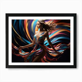 Woman In A Colorful Dress 3 Art Print