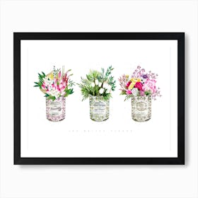 Florals In Vintage Cans Art Print