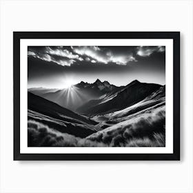 Black And White Mountainscape 3 Art Print